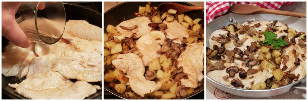 petto di pollo con funghi e patate