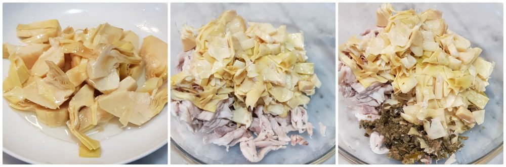 insalata di pollo freddo con carciofini
