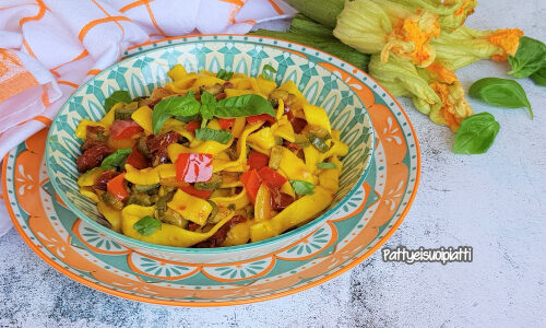 Pappardelle allo zafferano con verdure