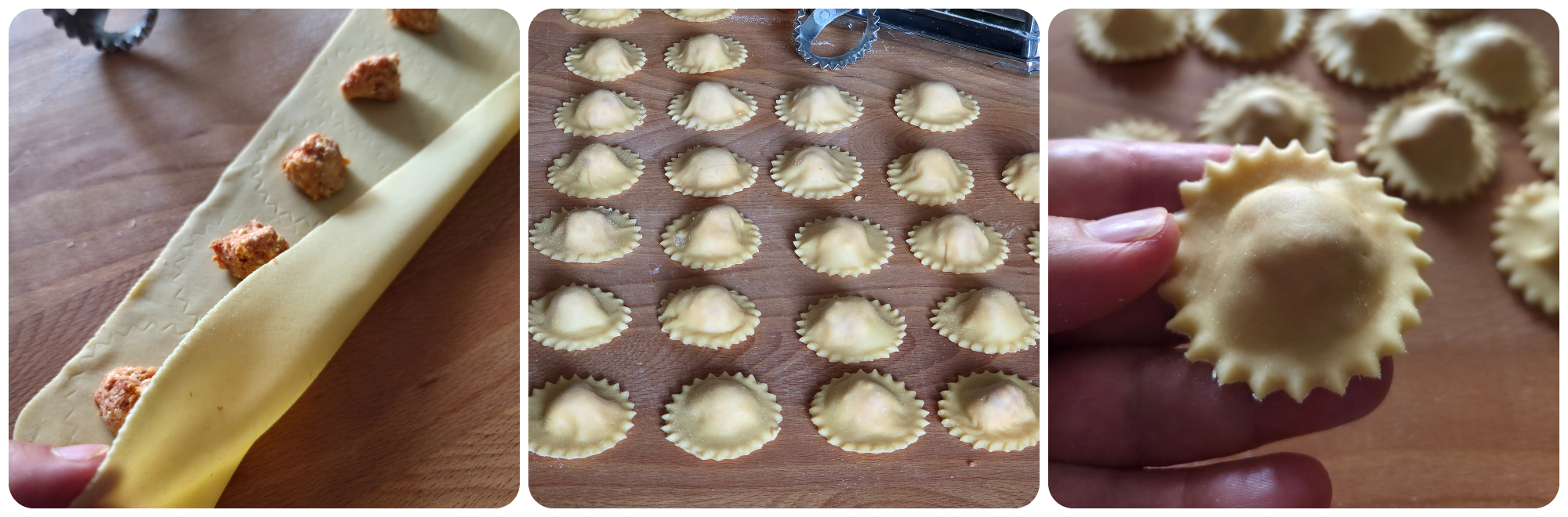 ravioli con ventricina e ricotta al pomodoro