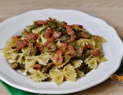 Pasta con carciofi e guanciale croccante