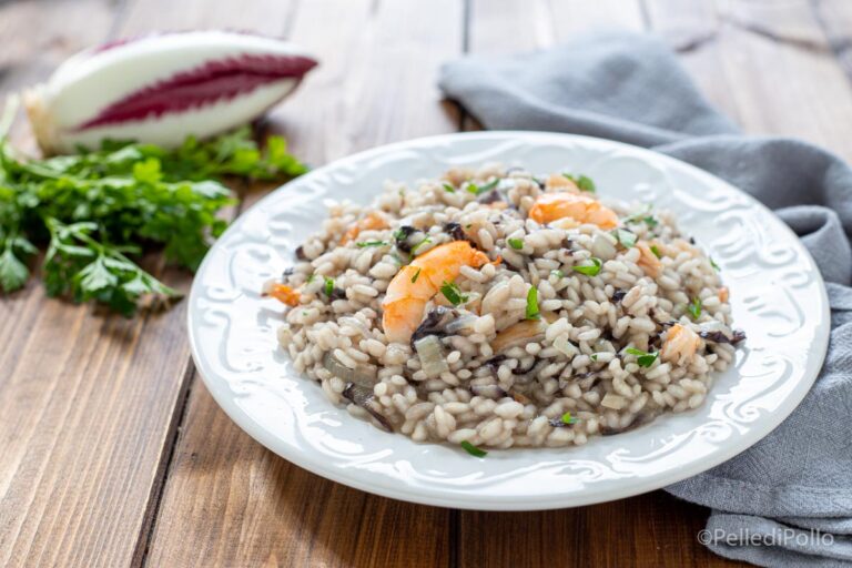 Risotto con gamberi e radicchio Pelle di Pollo Blog