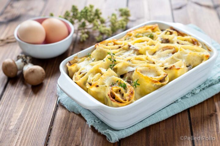 nidi di rondine con funghi e prosciutto