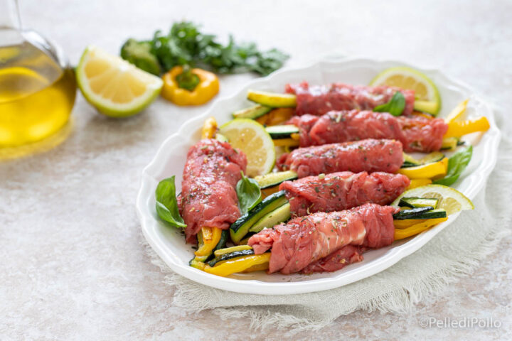involtini di carpaccio con verdure