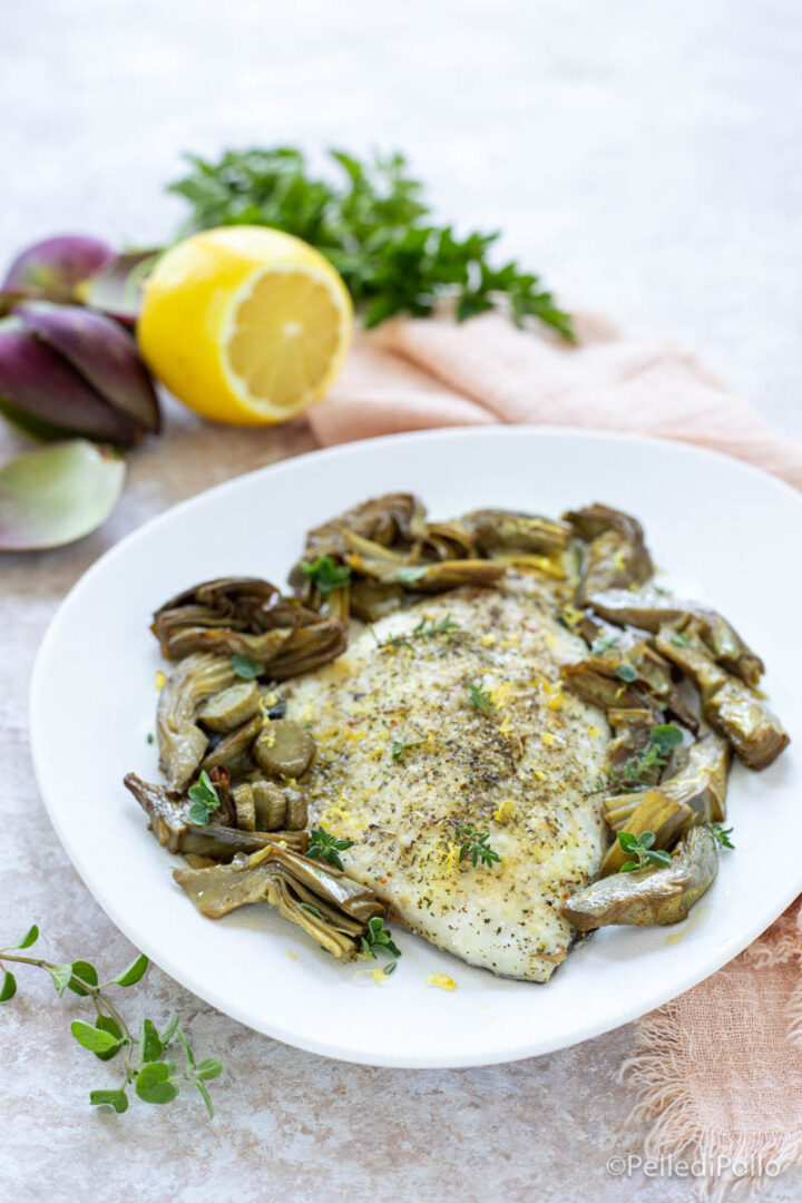 orata al forno con carciofi
