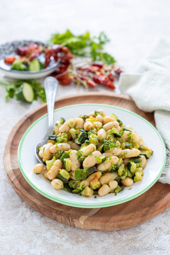 cannellini e zucchine in padella