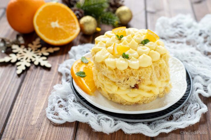 dolce con panettone e crema all'arancia
