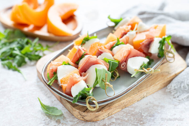 spiedini di melone e prosciutto