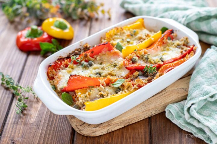 gratin di peperoni e mozzarella