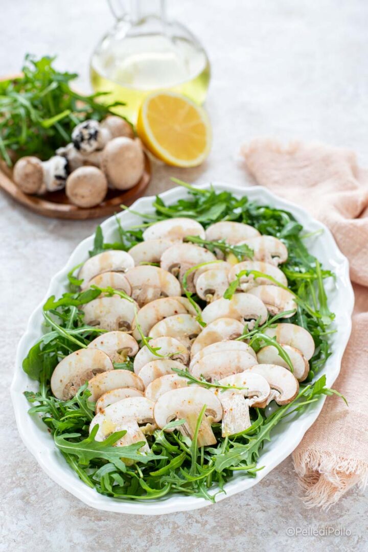 insalata di funghi freschi con rucola