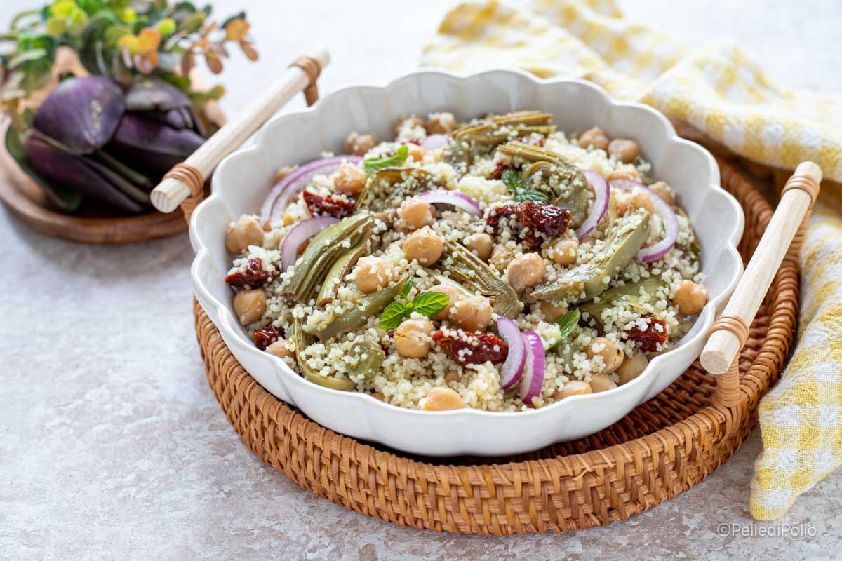 cous cous con carciofi e ceci