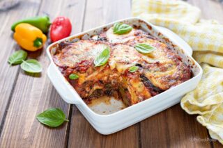 tortino di melanzane e peperoni
