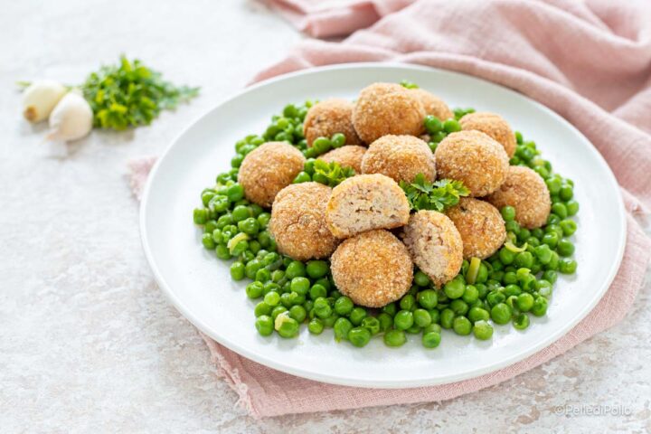 polpette di prosciutto con piselli