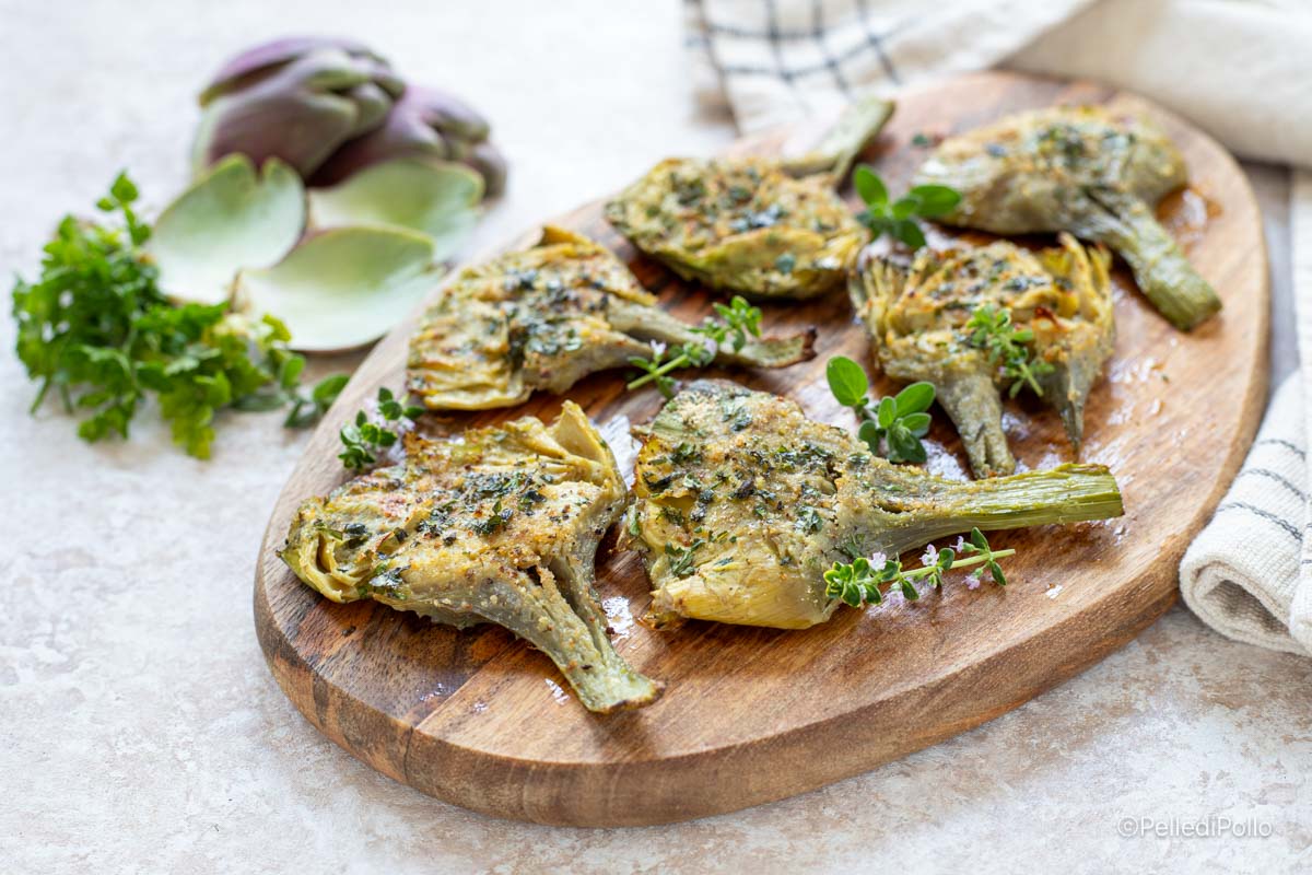 carciofi schiacciati al forno