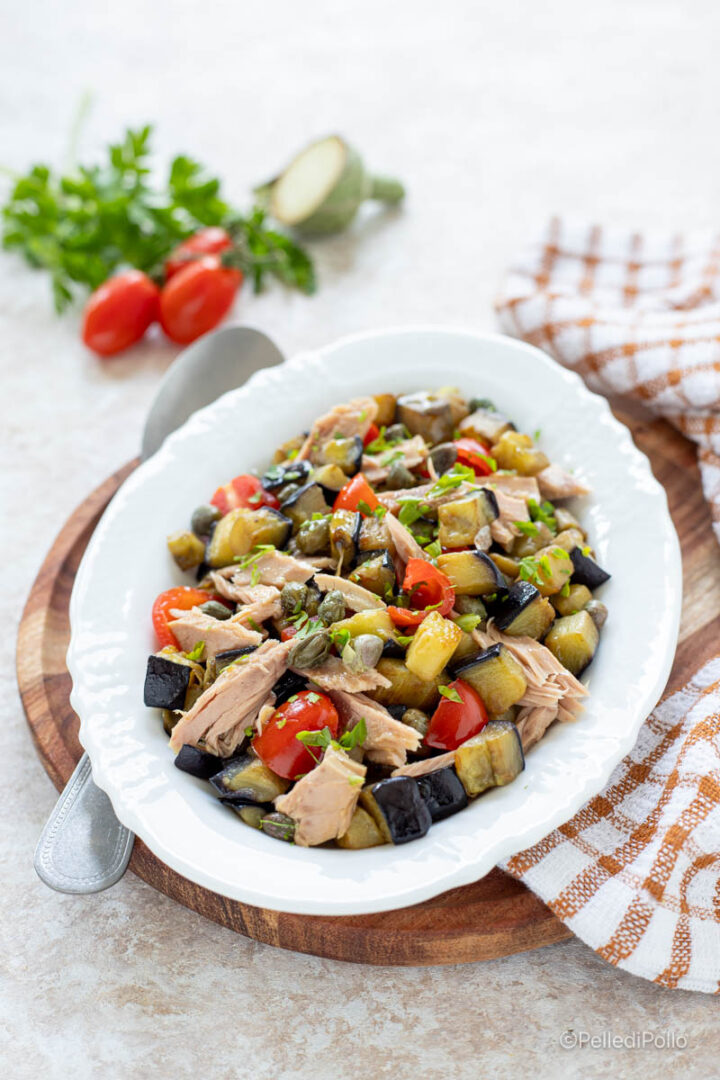 insalata di melanzane tonno pomodori