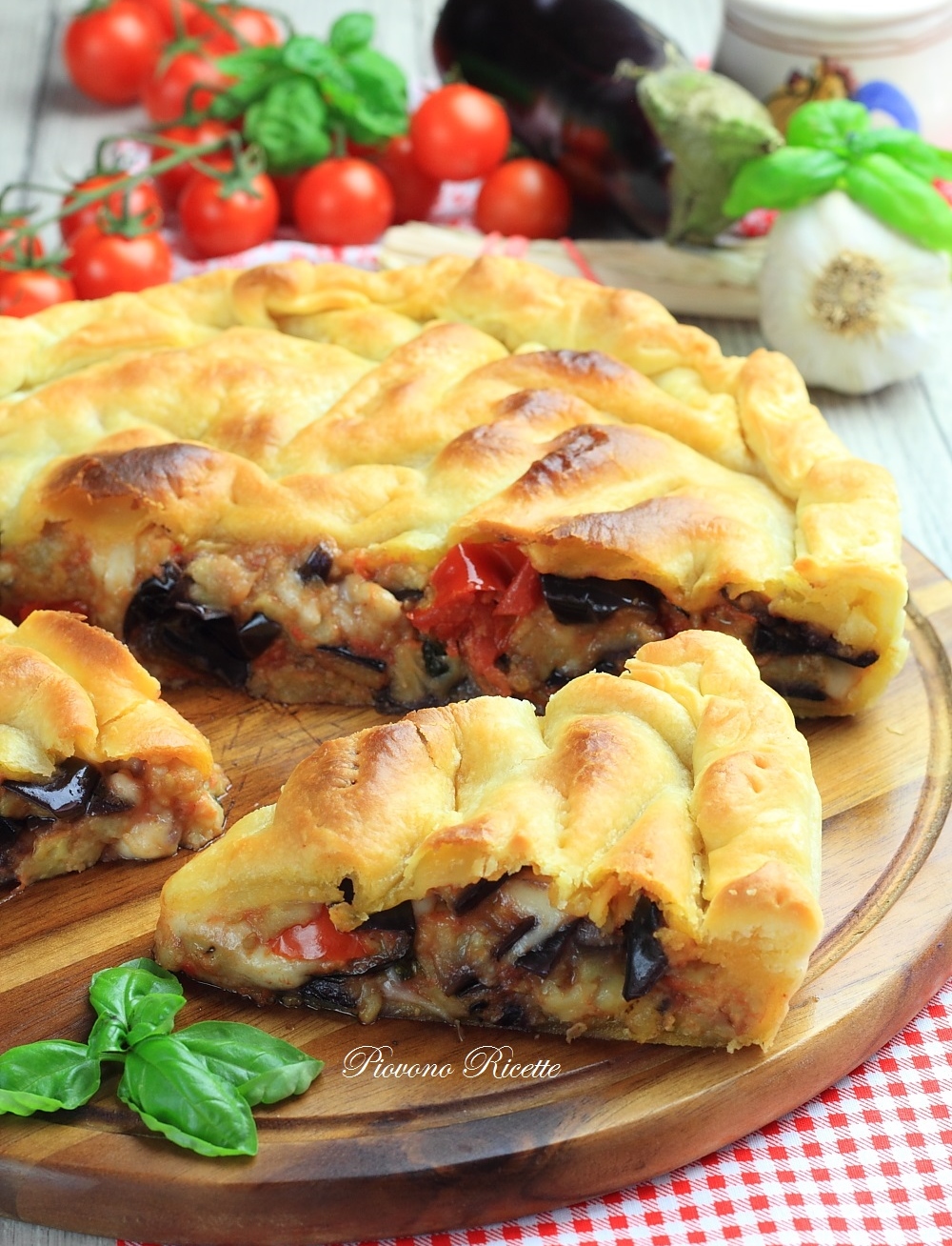 pizza rústica con berenjena al estilo champiñones
