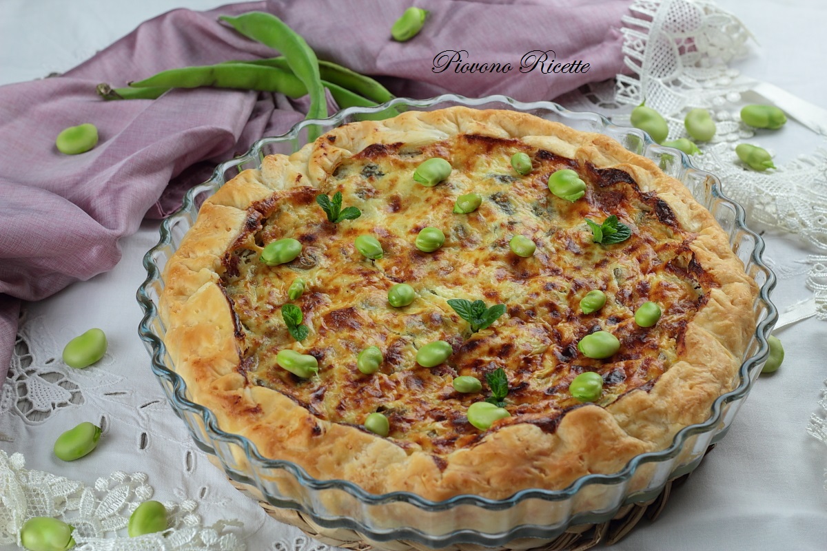 torta salata con fave e ricotta