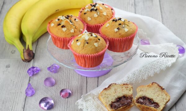 Muffin alla banana con cuore di nutella