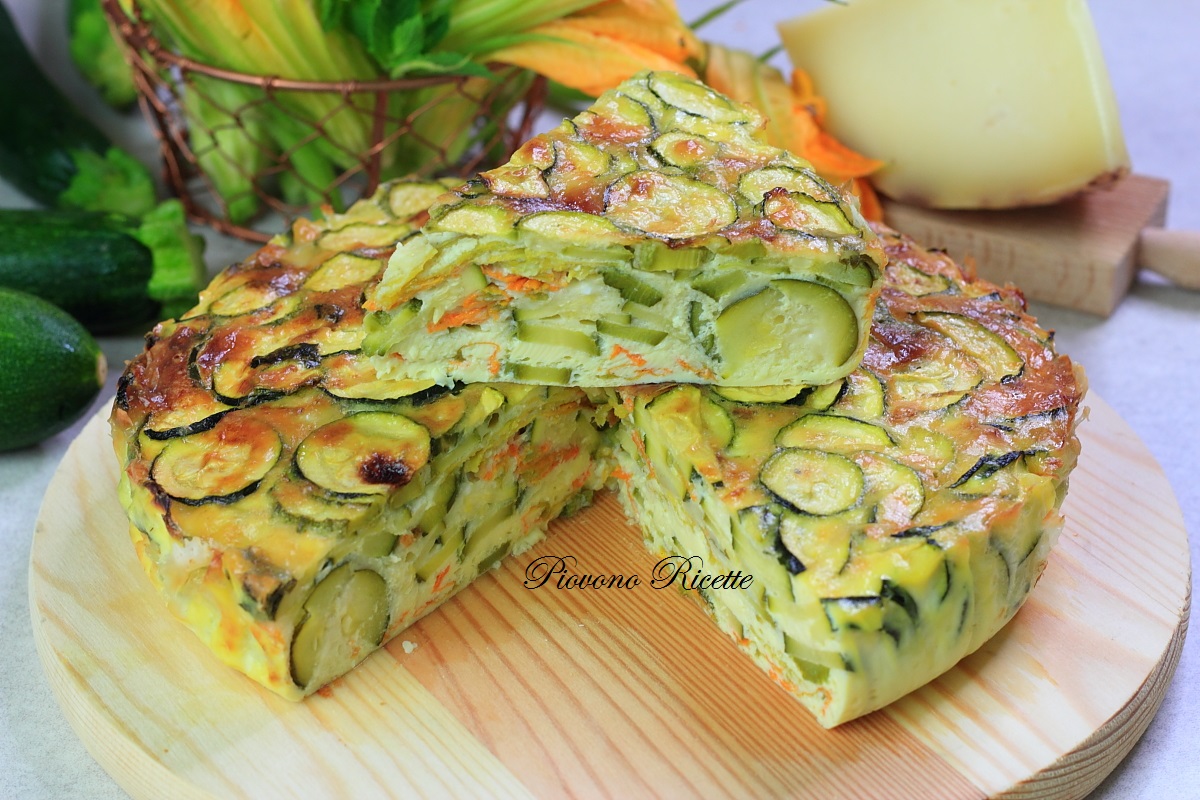 frittata con zucchine e fiori di zucca