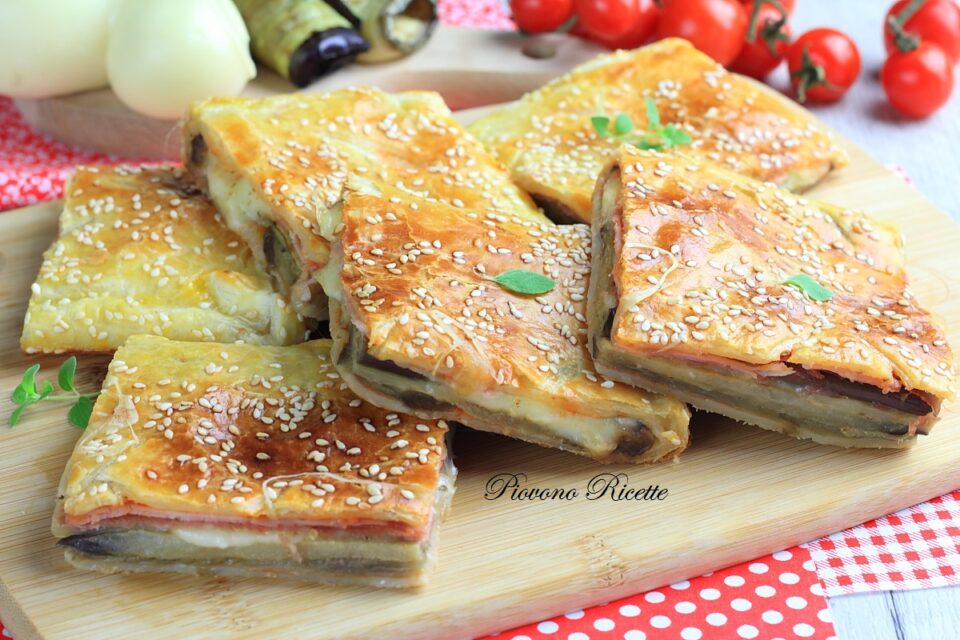 rustico di sfoglia con melanzane