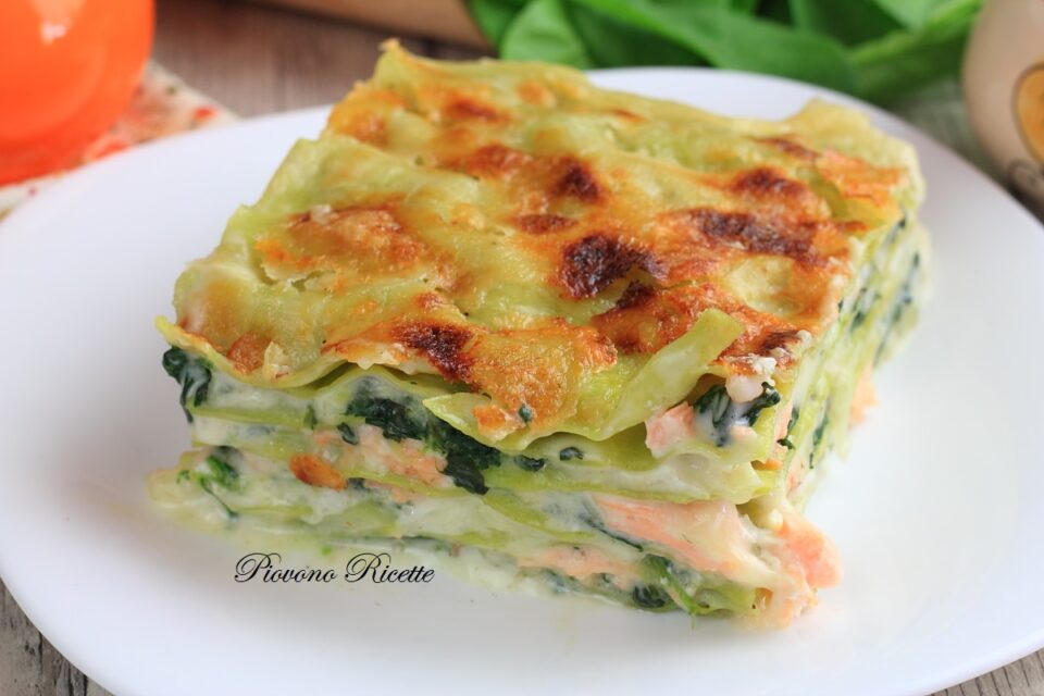 lasagne con spinaci e salmone