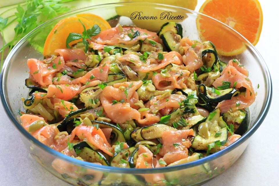 salmone marinato con zucchine 