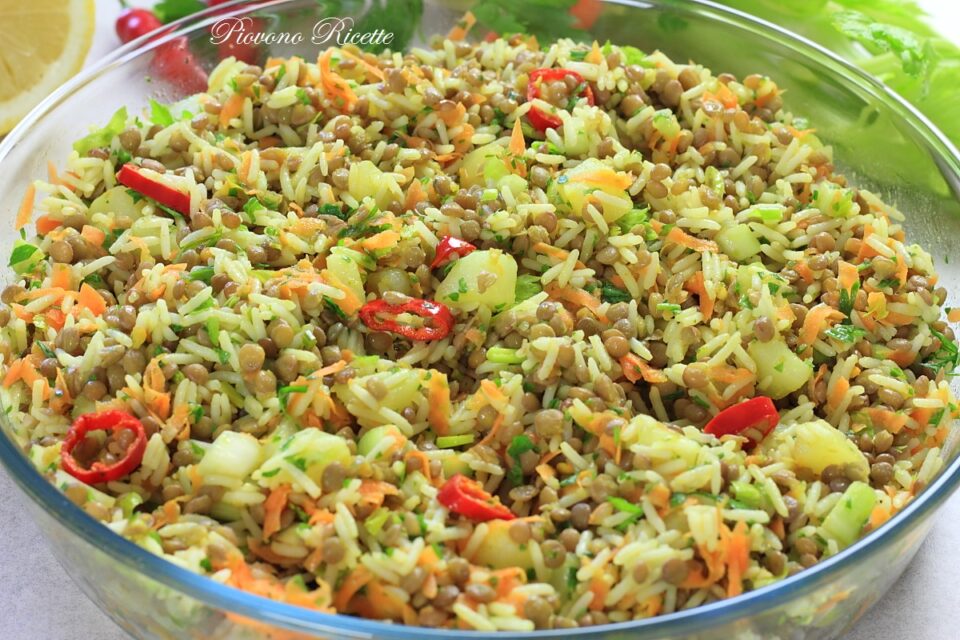 insalata di riso e lenticchie