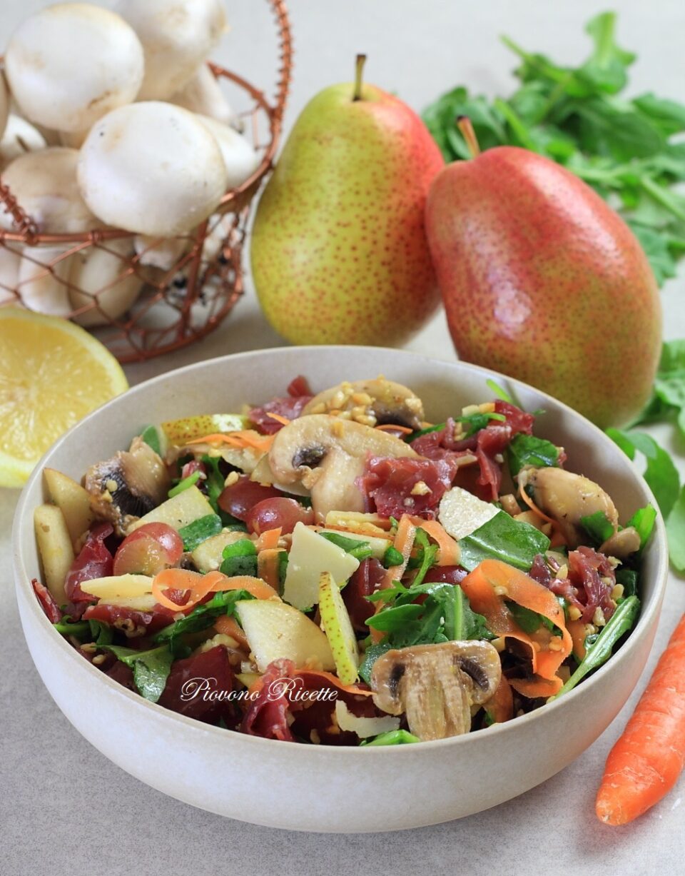 insalata con bresaola pere e funghi