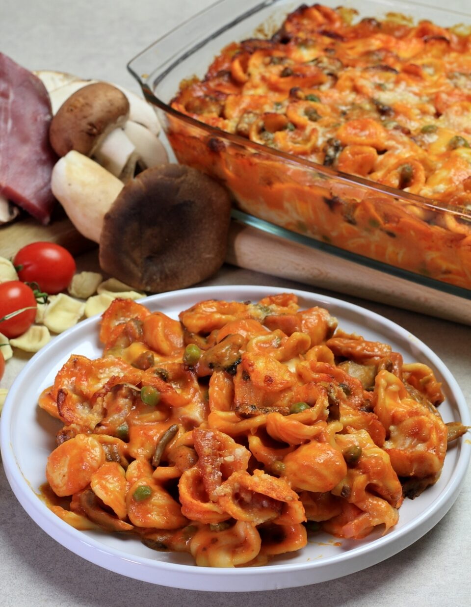 orecchiette gratinate alla boscaiola