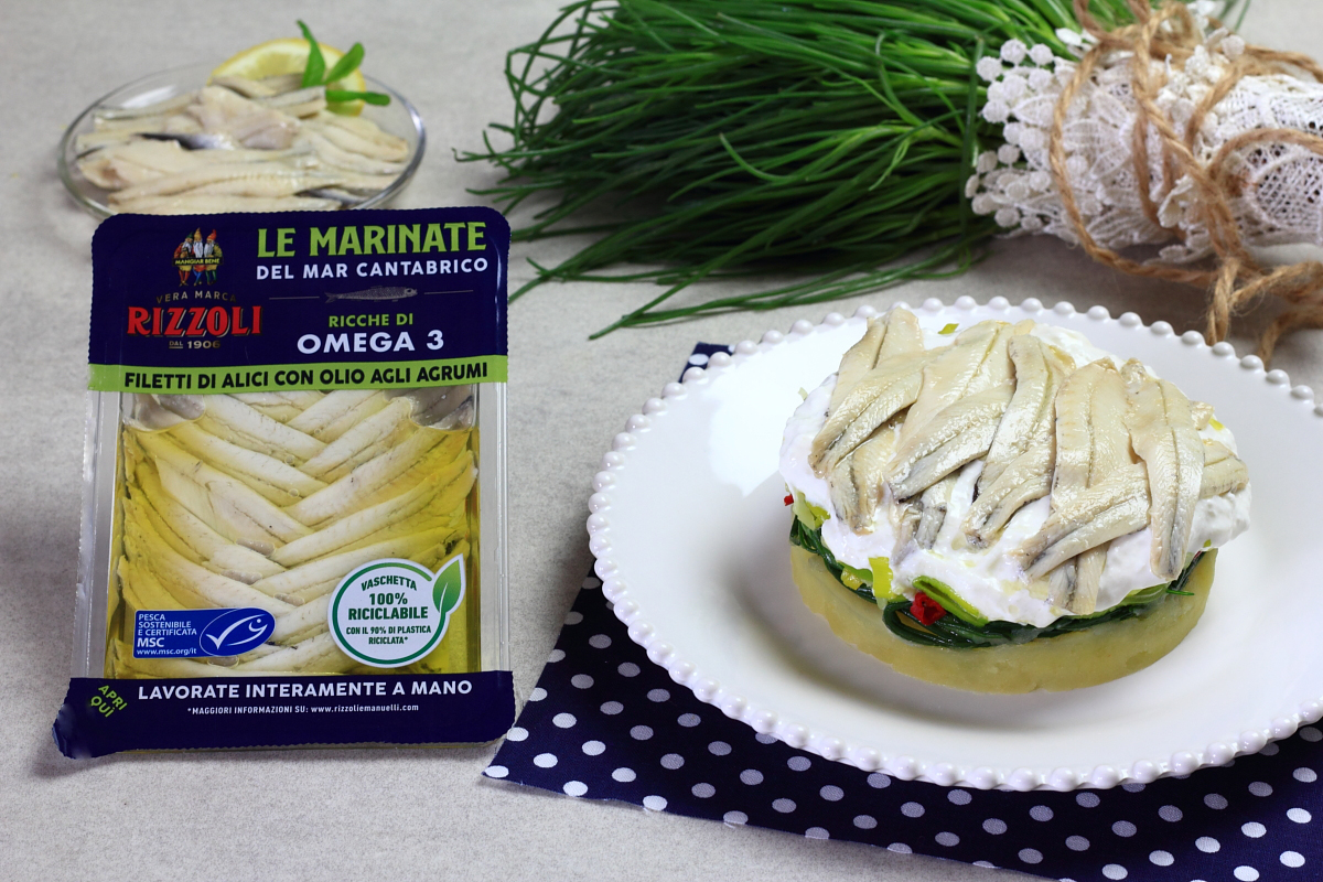 tortini di patate agretti e alici