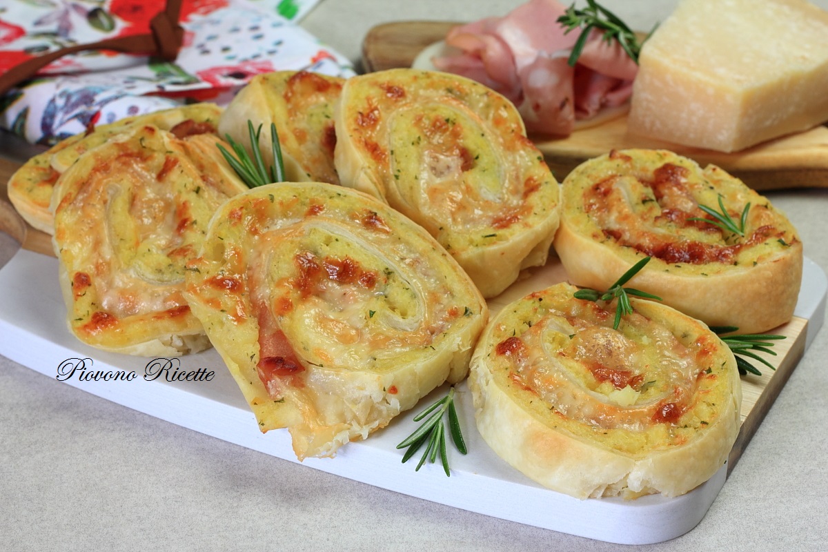 girelle di sfoglia con patate e mortadella