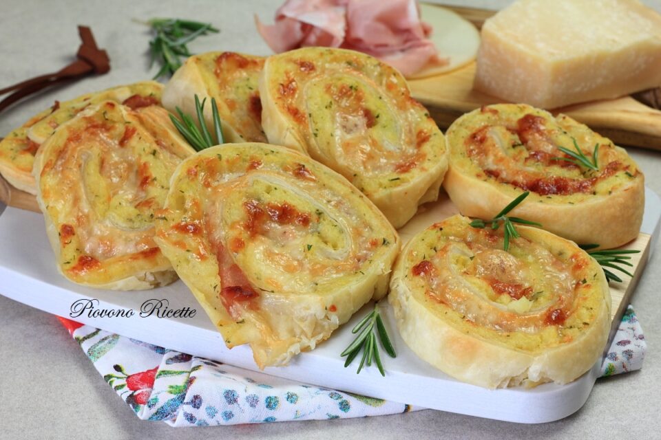 girelle di sfoglia con patate e mortadella