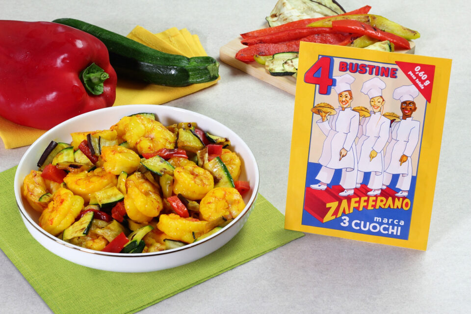 insalata di gamberi allo zafferano