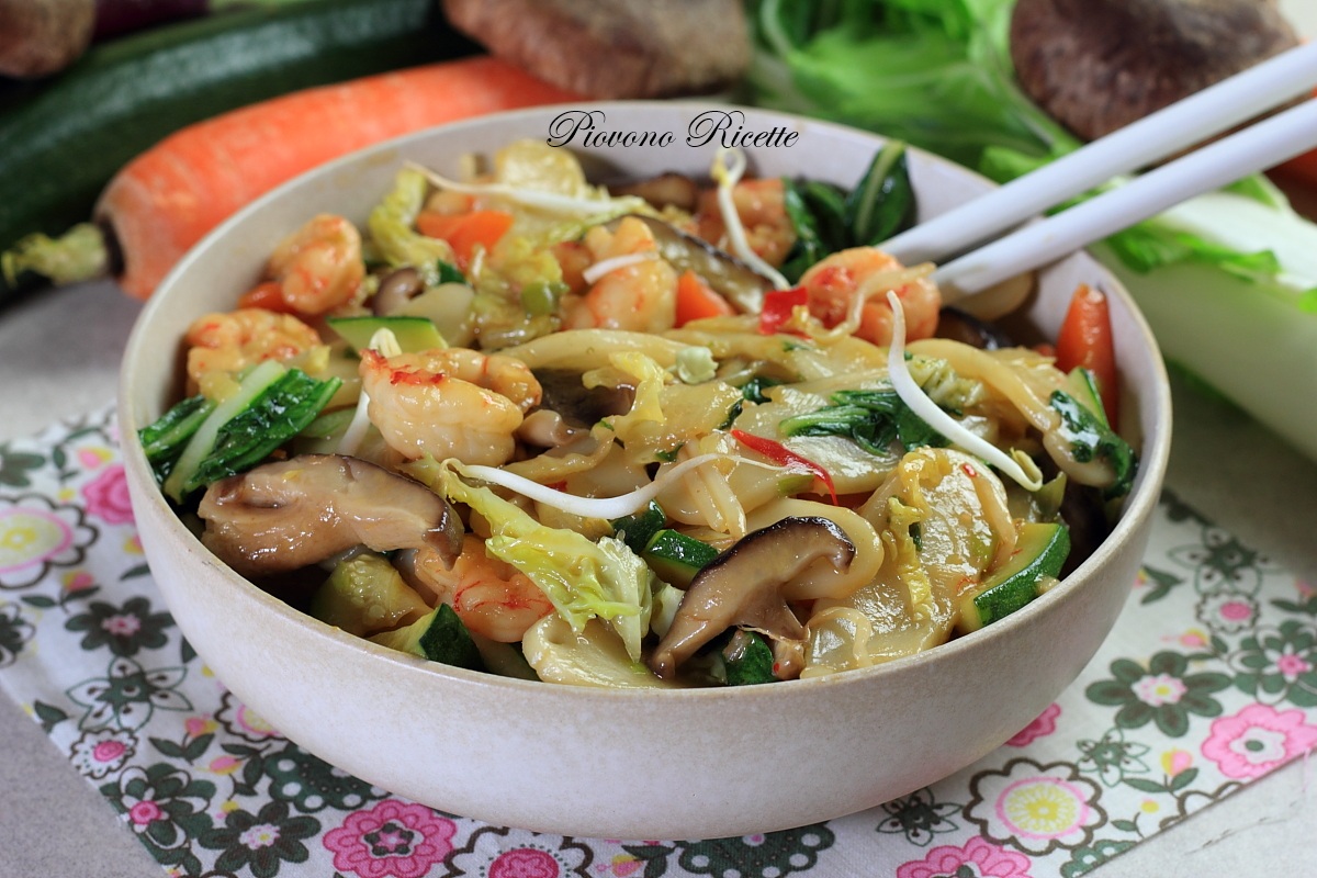 gnocchi di riso con gamberi e verdure