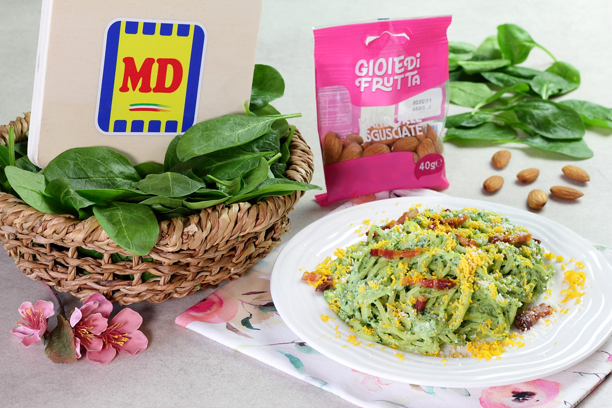 pasta con crema di spinaci e pecorino