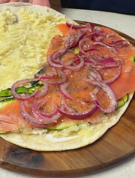 piadine con patate salmone e zucchine