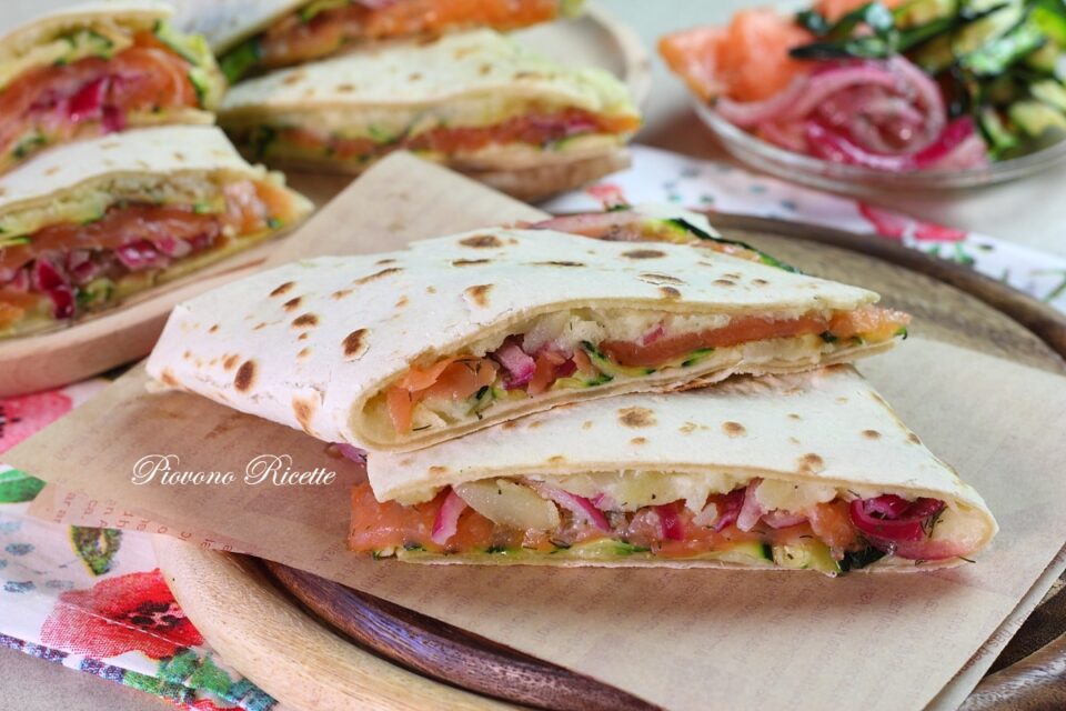piadine con patate salmone e zucchine