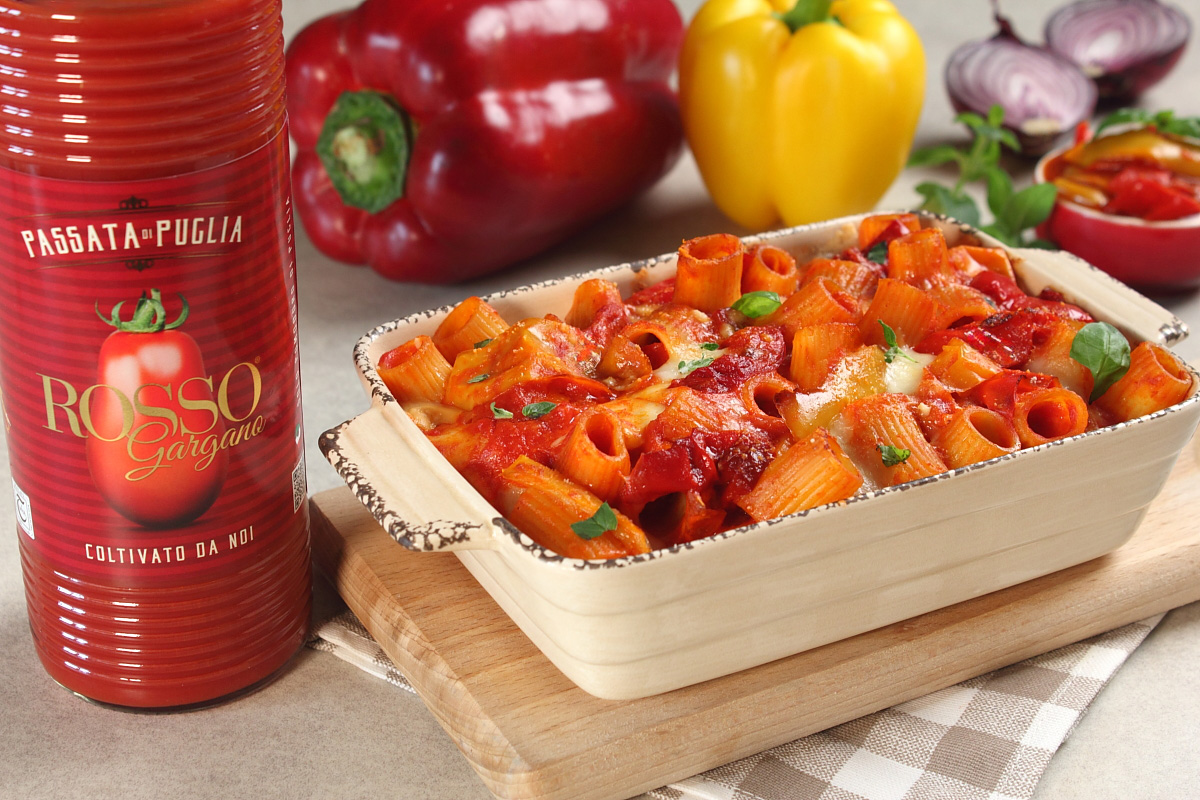 pasta al forno con la peperonata