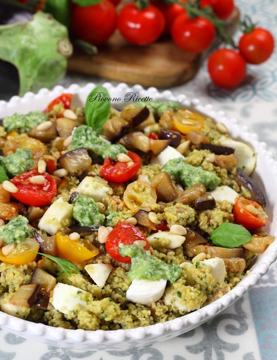 couscous con pesto e melanzane