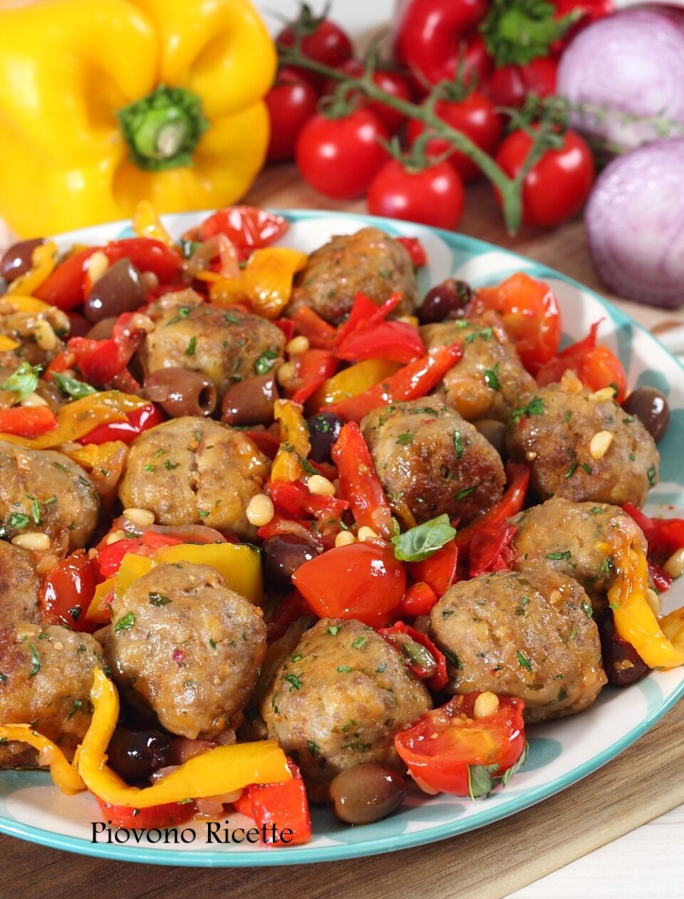 polpette con peperoni in agrodolce
