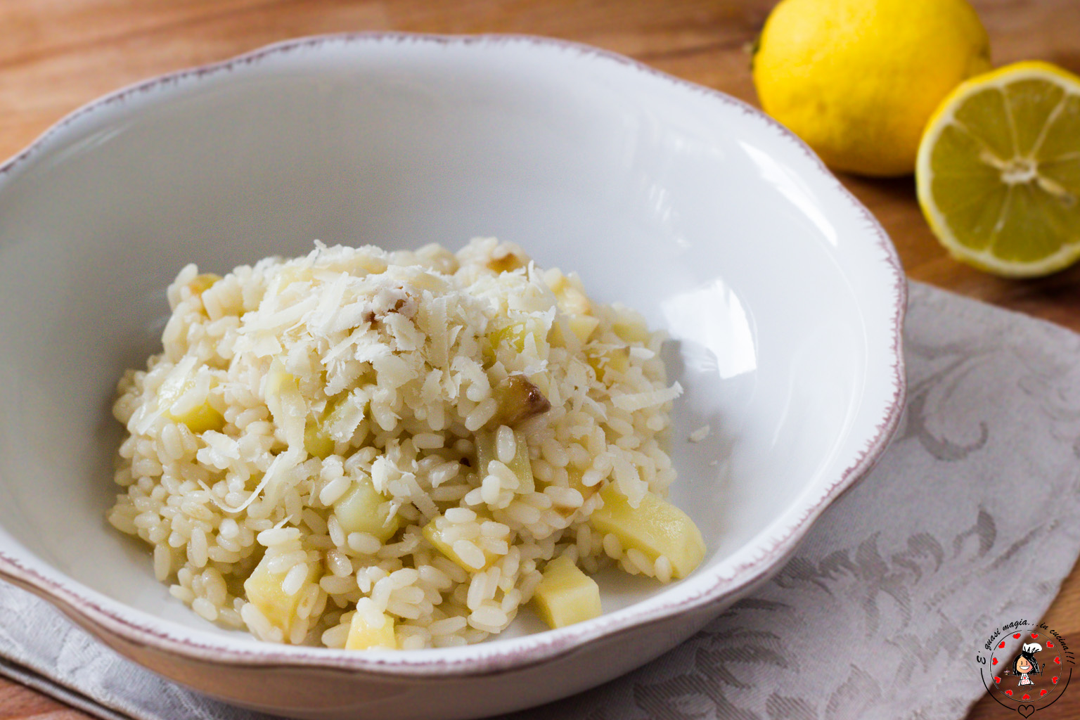 Risotto con mele e limone