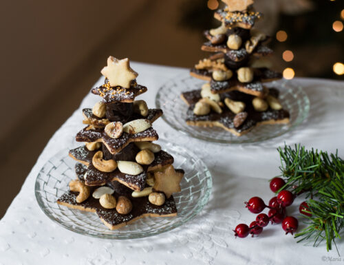 Alberelli di frolla, cioccolato e frutta secca