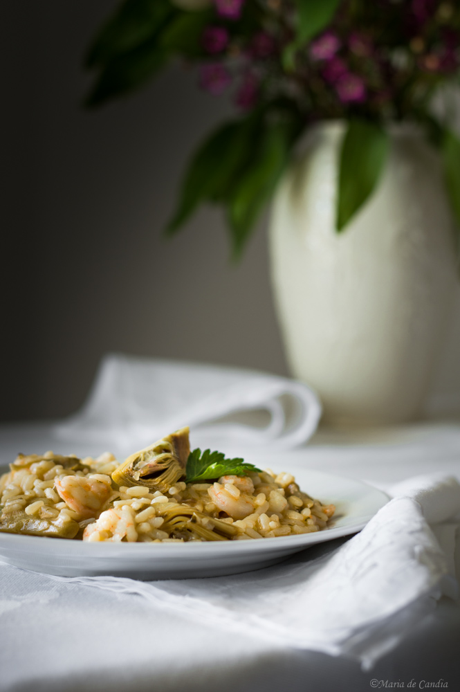 Risotto ai carciofi e gamberetti