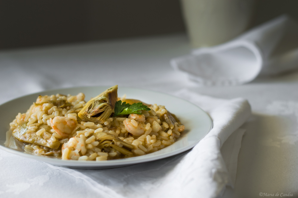 Risotto ai carciofi e gamberetti