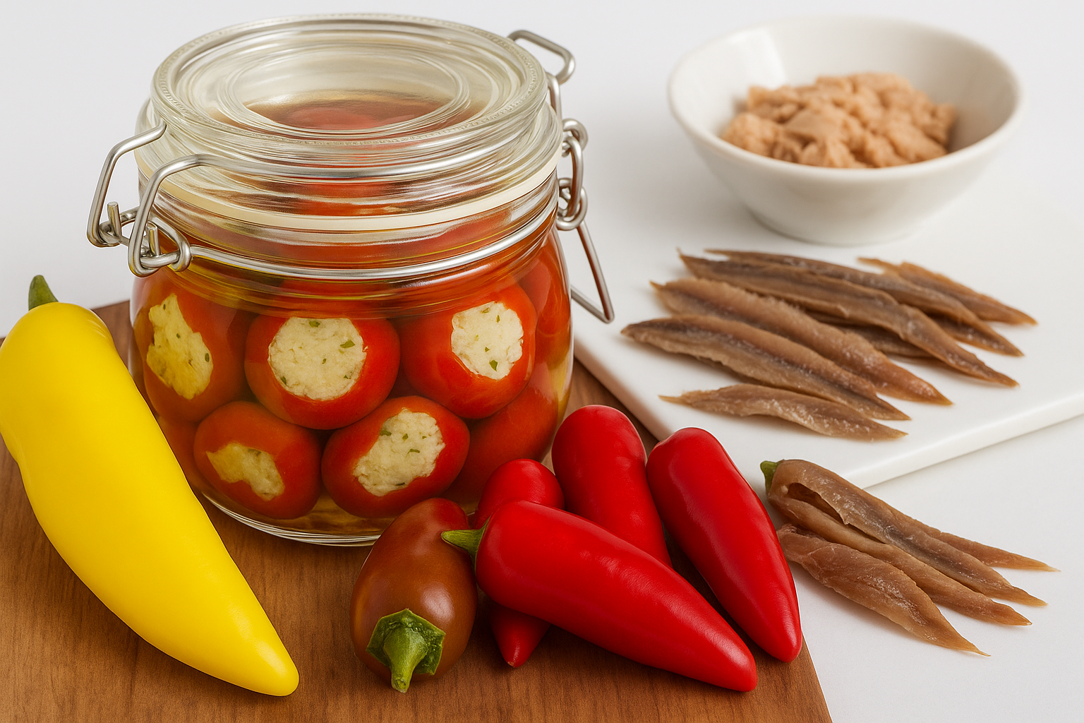 Peperoncini tondi ripieni sott'olio