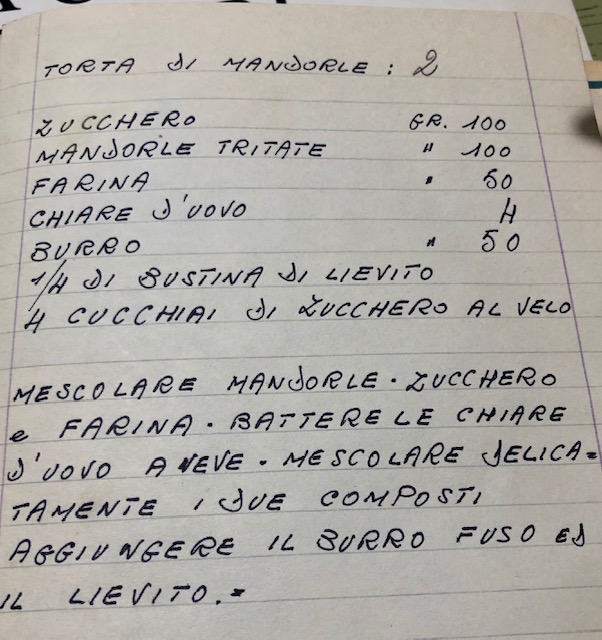 Appunti torta mandorle