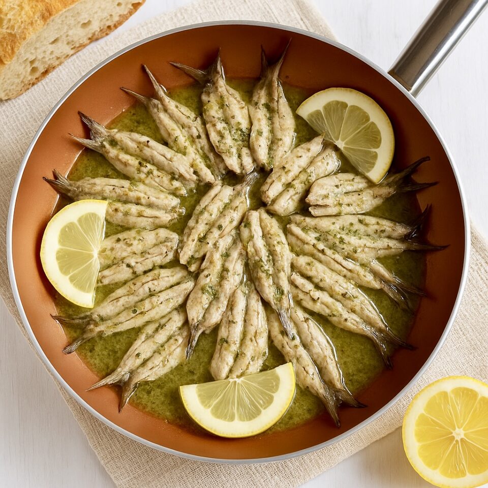 Acciughe in padella con origano e limone