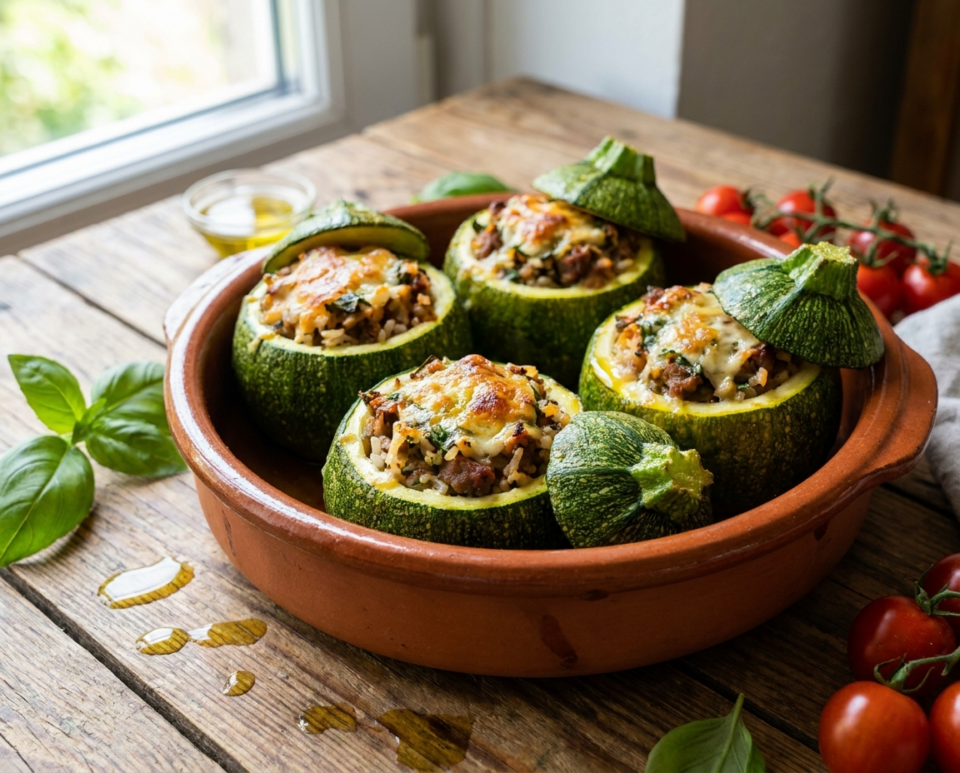 Zucchine tonde ripiene al forno: 3 ricette facili e gustose