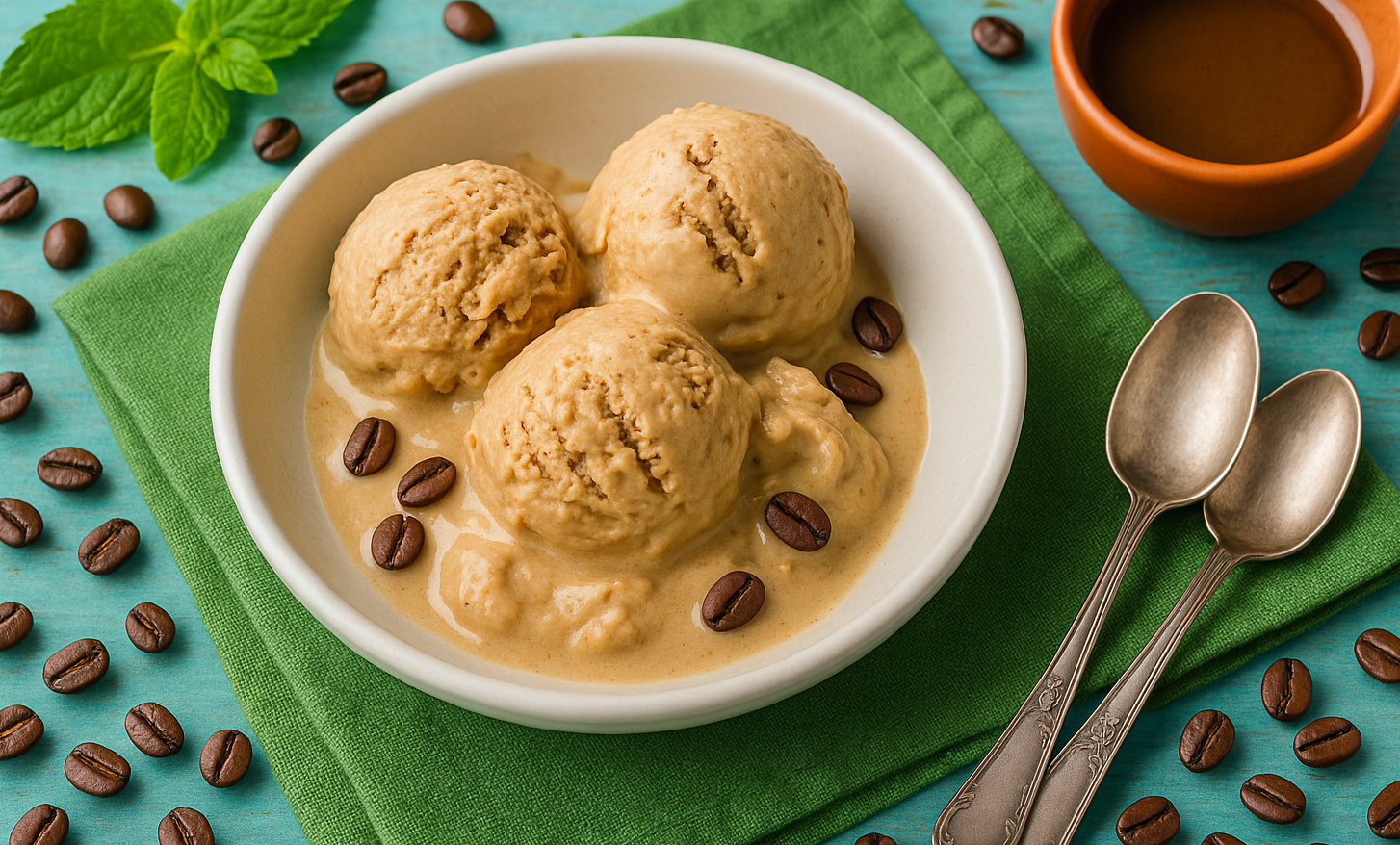 Gelato al caffè fatto in casa con la gelatiera