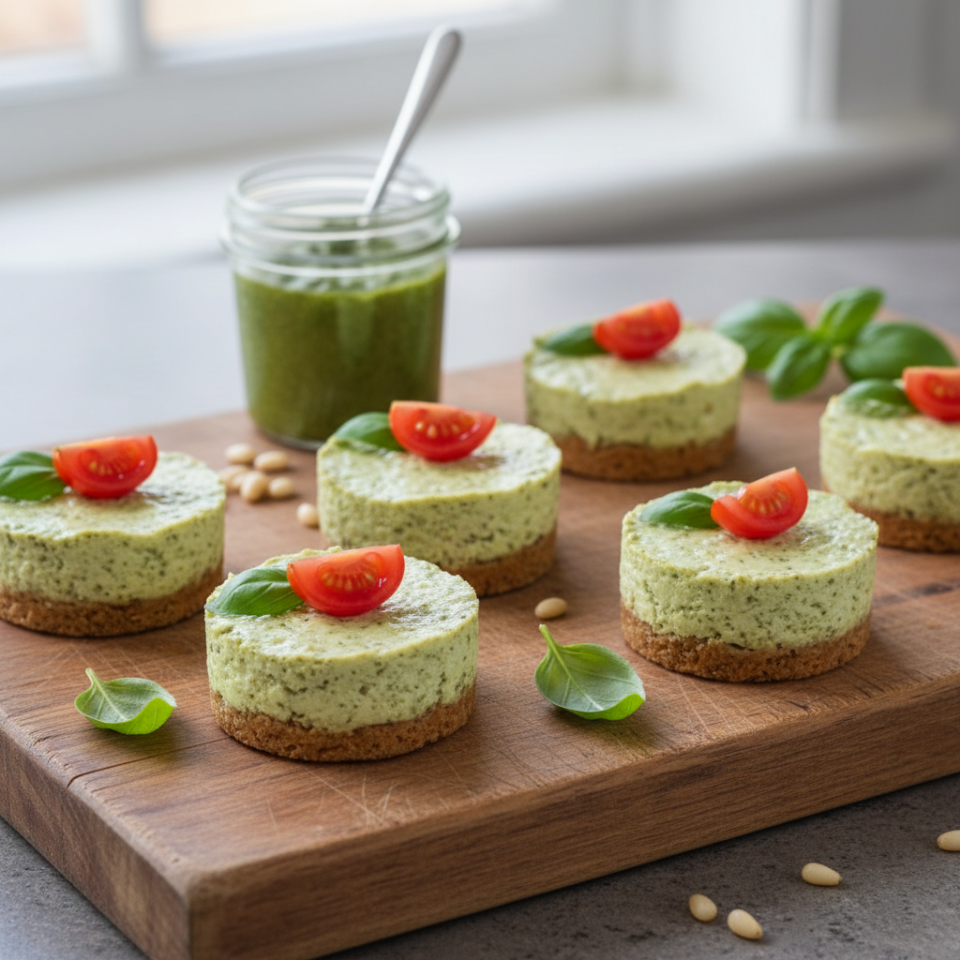 Mini cheesecake salate al pesto